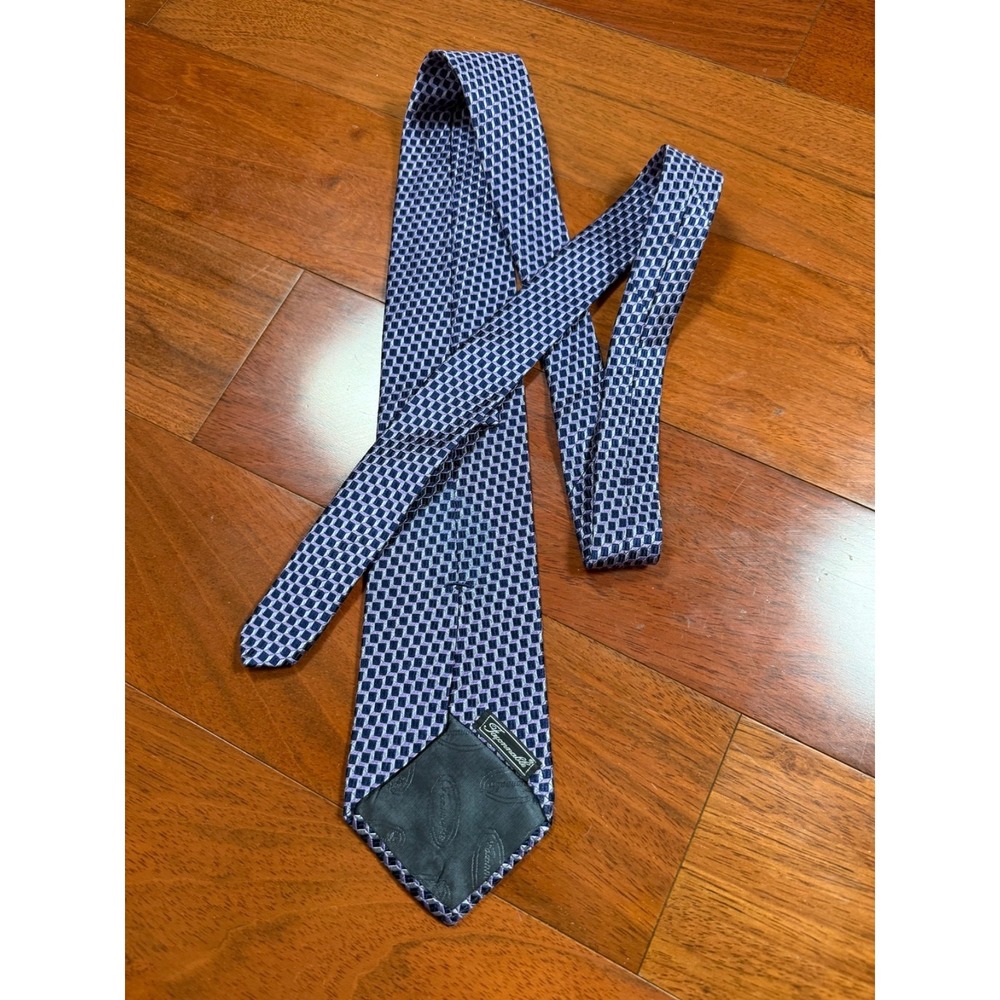 Faconnable Geometric Silk‎ Tie Diamonds | Purple Blue | 59"L 4"W